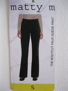 Matty M Women's Faux Suede Bootcut Pants, Black, Size Small, Pull-On, NWT(1616)